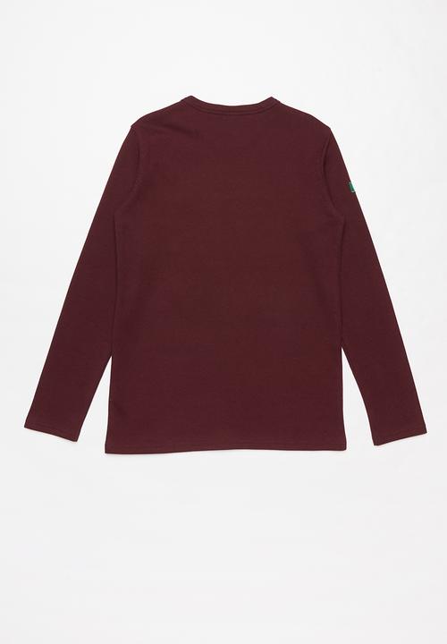 SOVIET - Jetson long sleeve V-neck tee - burgundy