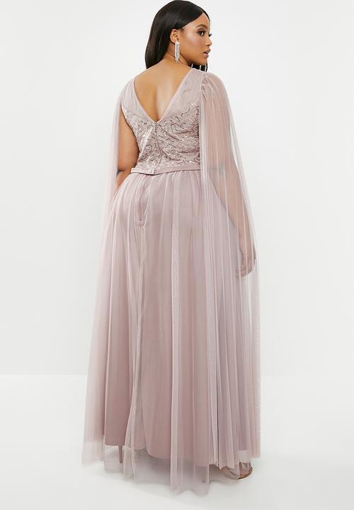 VELVET - Cape sleeve maxi dress - pink / lilac