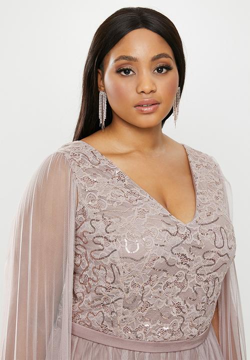 VELVET - Cape sleeve maxi dress - pink / lilac