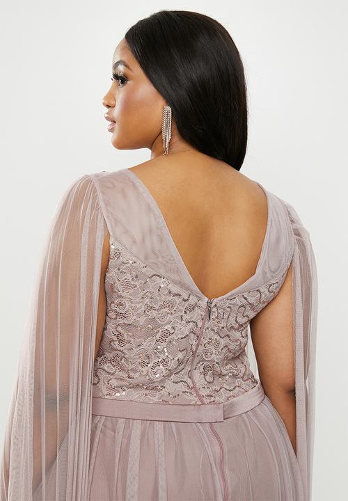 VELVET - Cape sleeve maxi dress - pink / lilac