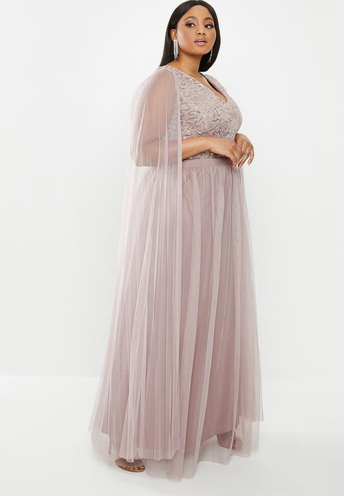 VELVET - Cape sleeve maxi dress - pink / lilac