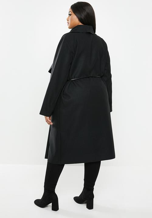 VELVET - Waterfall coat - black