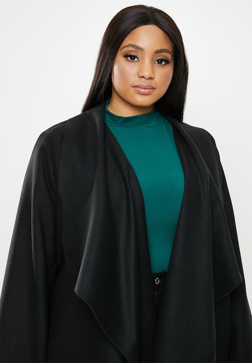 VELVET - Waterfall coat - black
