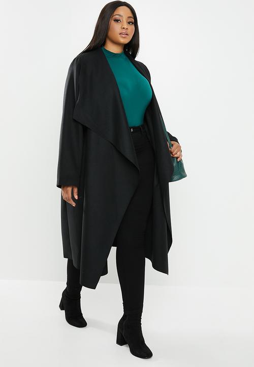 VELVET - Waterfall coat - black