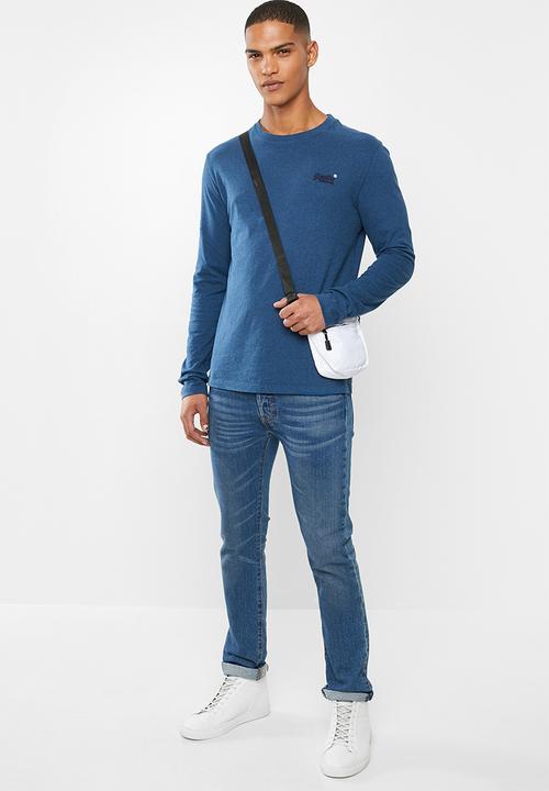 Superdry. - Orange label vintage embroidery top - blue