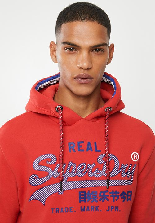 Superdry. - Vintage logo racer hoodie - red
