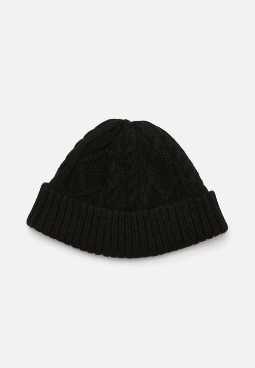 Superbalist - Cable knit fisherman beanie - black