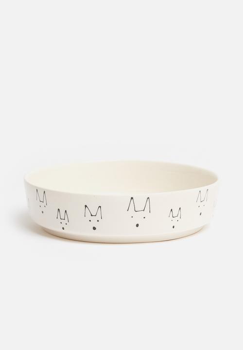 Urchin Art - Doodle dog bowl - white