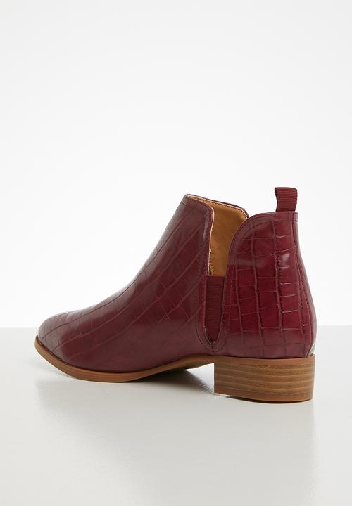 Jada - Croc detail ankle boot - burgundy