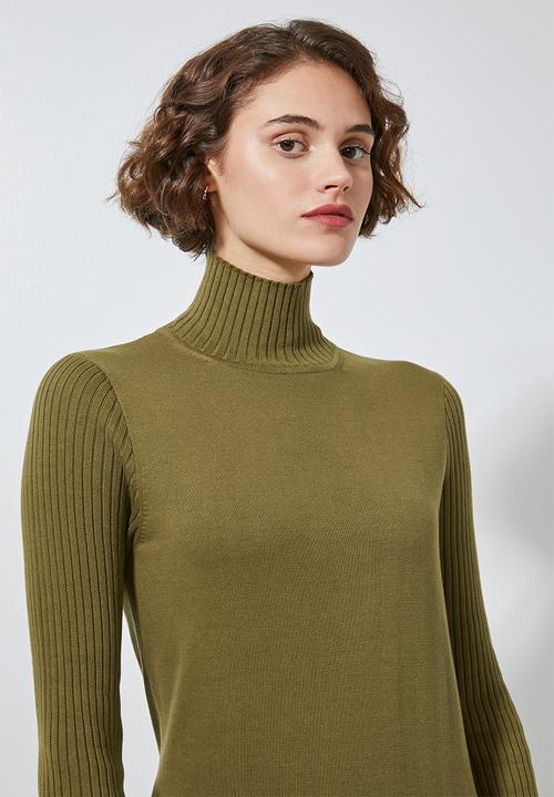 Superbalist - Organic cotton knitwear dress - olive