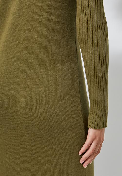 Superbalist - Organic cotton knitwear dress - olive
