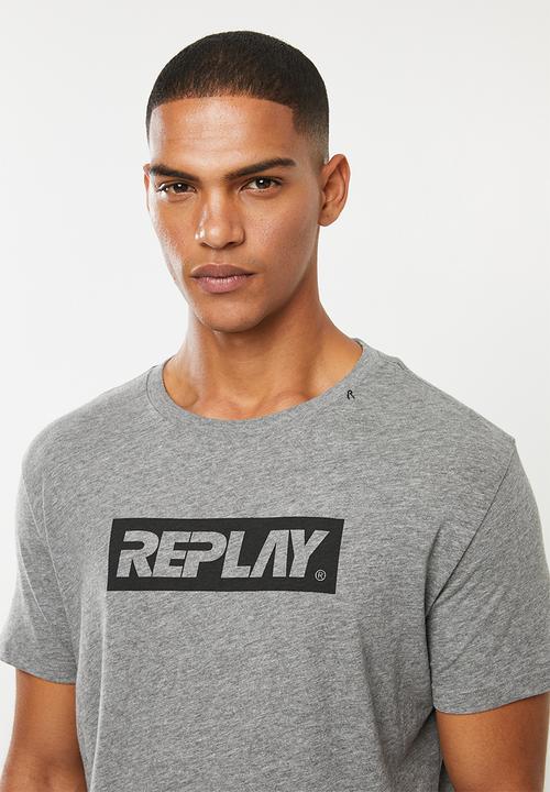 Replay - Center logo chest tee - grey