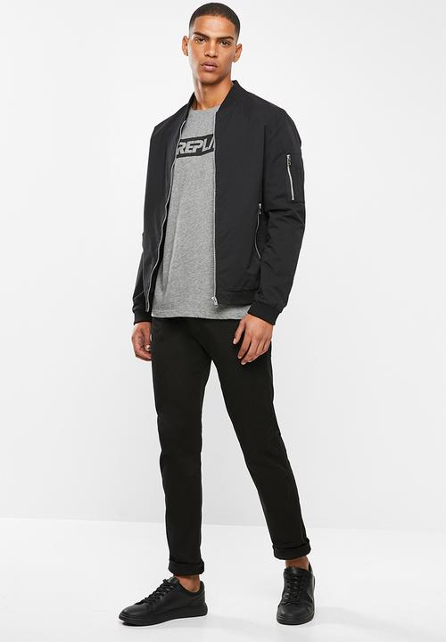 Replay - Center logo chest tee - grey