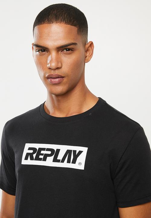 Replay - Center logo chest tee - black