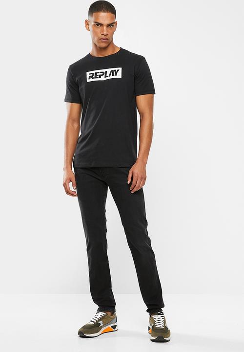 Replay - Center logo chest tee - black