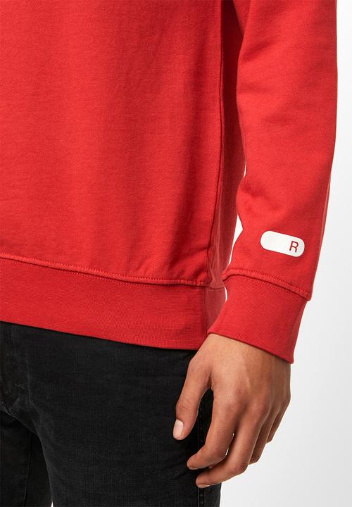 Replay - Replay flames crew sweat - red