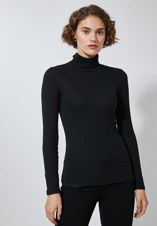 Superbalist - 2 Pack stretch rib poloneck tees - black & brown