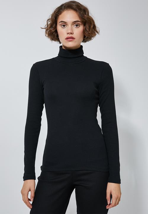 Superbalist - 2 Pack stretch rib poloneck tees - black & pink