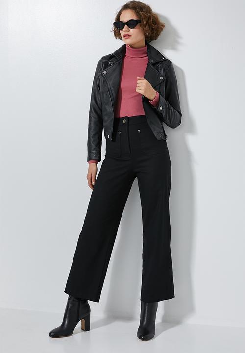 Superbalist - 2 Pack stretch rib poloneck tees - black & pink