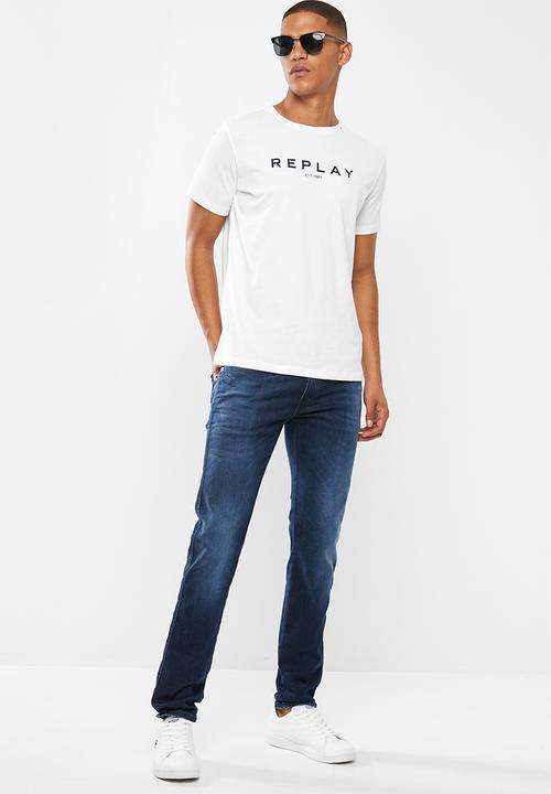 Replay - Premium pigment wash tee - white