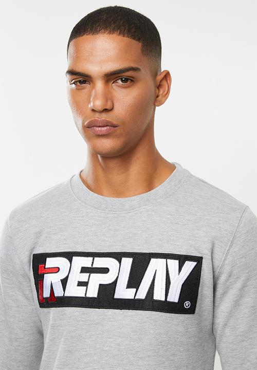 Replay - Center chest logo crew sweat - grey 