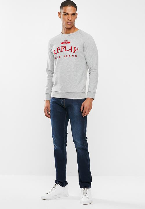 Replay - Replay label crew sweat - grey