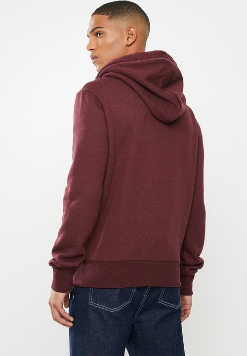 Superdry. - Orange label classic zip hoodie - burgundy