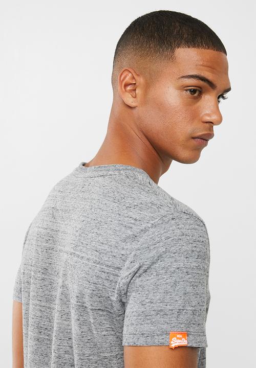 Superdry. - Orange label vintage V-neck tee - grey
