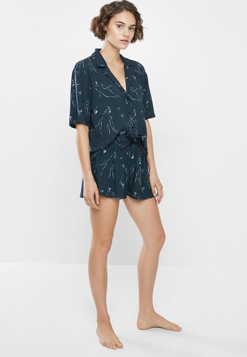 Superbalist - Sleep shirt & shorts set - navy