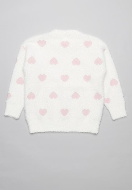 Rebel Republic - Girls heart print jersey - white & pink 