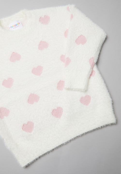 Rebel Republic - Girls heart print jersey - white & pink 