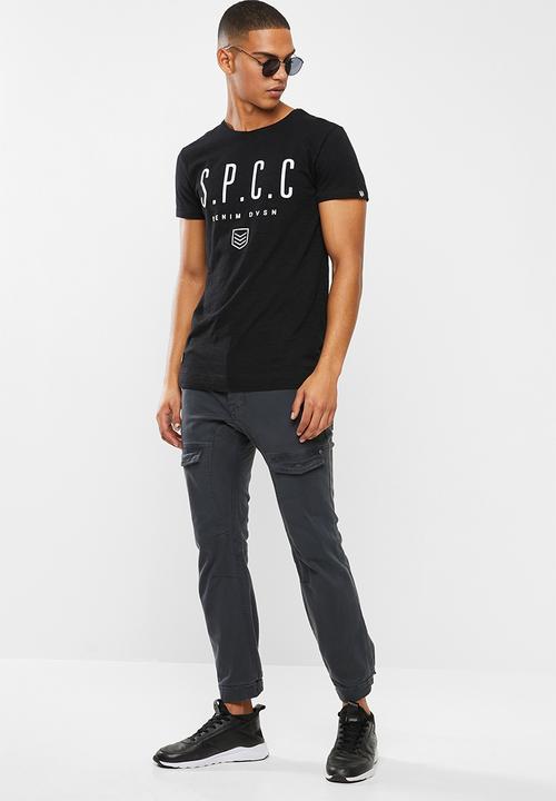 S.P.C.C - Hudson straight hem logo tee - black