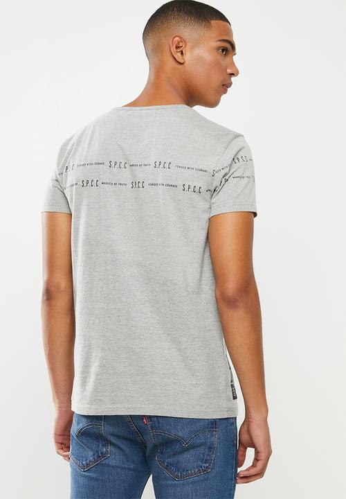 S.P.C.C - Elias printed applique tee - grey melange