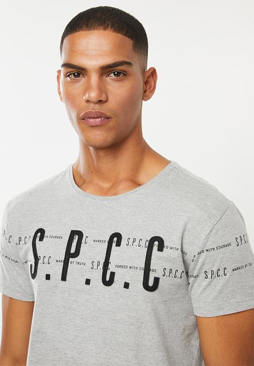 S.P.C.C - Elias printed applique tee - grey melange