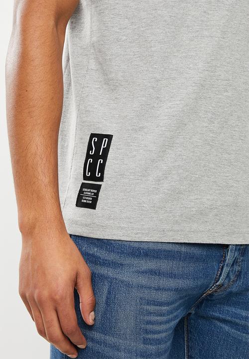 S.P.C.C - Elias printed applique tee - grey melange