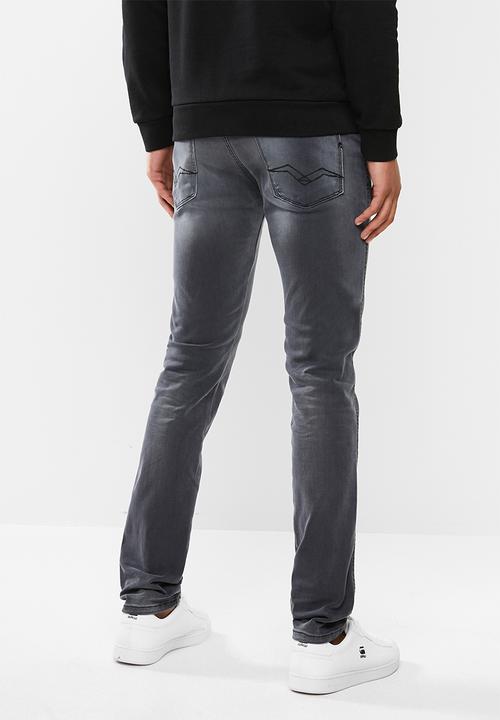 Replay - Slim hyperflex washed grey jeans - grey