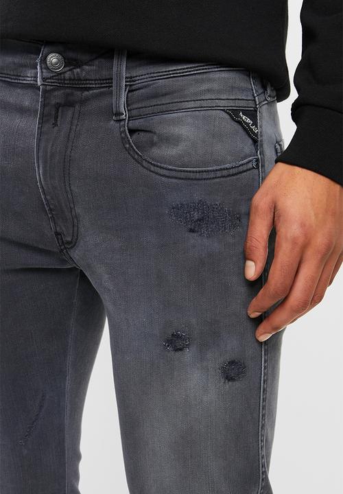 Replay - Slim hyperflex washed grey jeans - grey