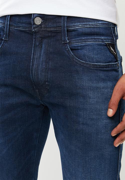 Replay - Slim hyperflex mid wash jeans - blue