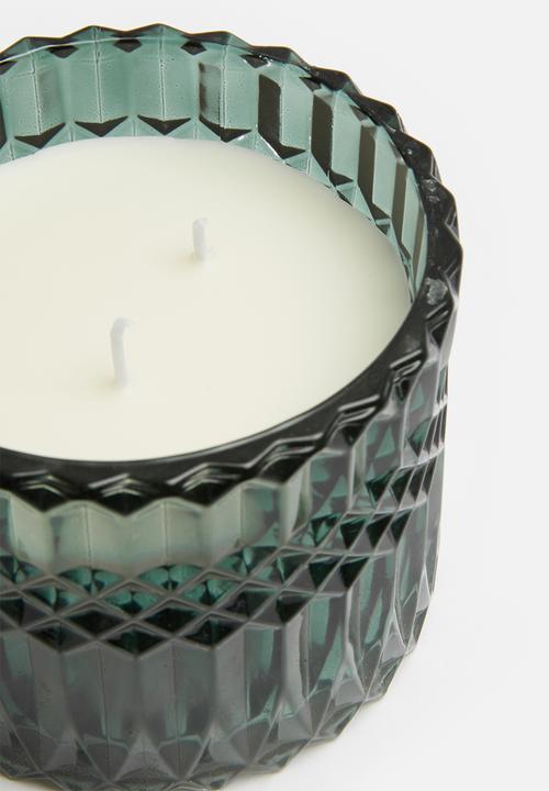 H&S - Glass facet candle - green