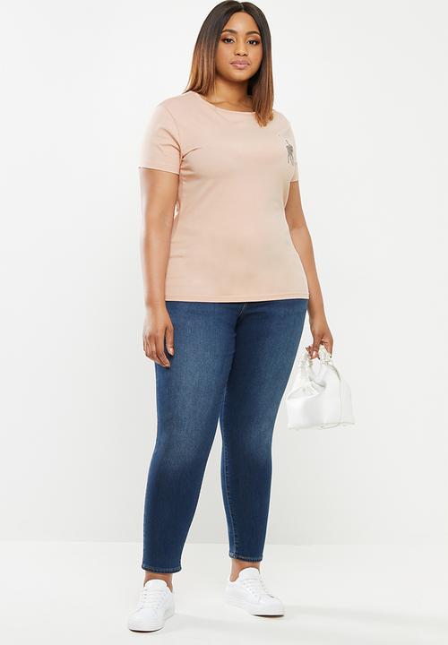 POLO - Plus Briana rhinestone stretch tee - blush