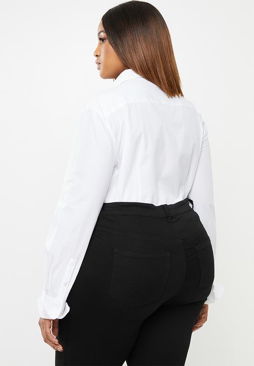POLO - Plus Arabelle concealed front shirt - white