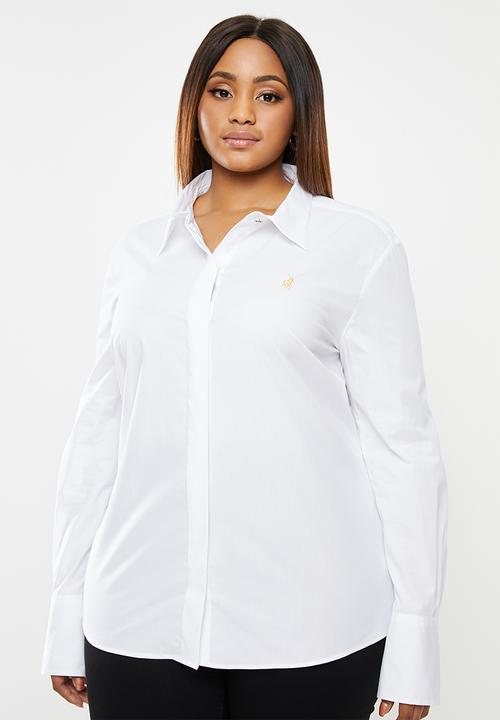 POLO - Plus Arabelle concealed front shirt - white