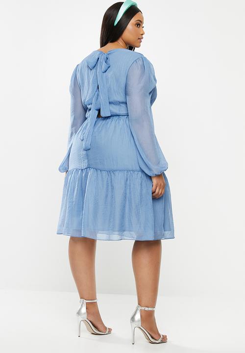 Glamorous - Plus sheer sleeve tiered - blue