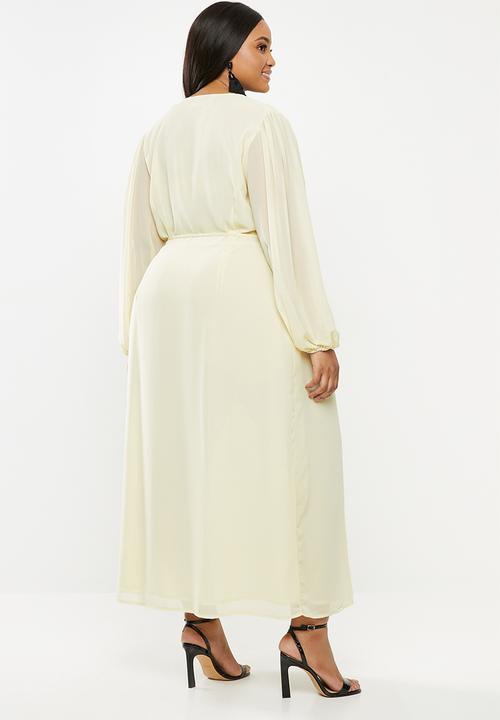 Glamorous - Plus long sleeve fit & flare - yellow
