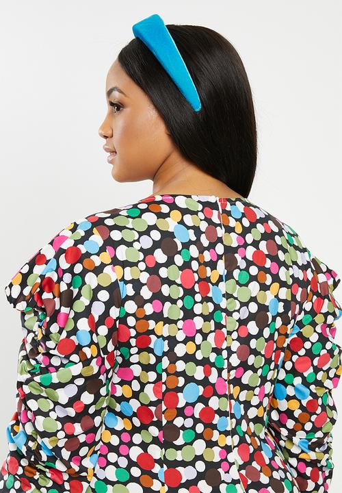 Glamorous - Plus scatter spot mini with puff sleeve - multi