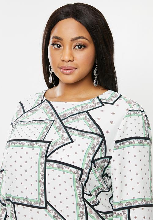 Glamorous - Plus geometric flower tunic - multi