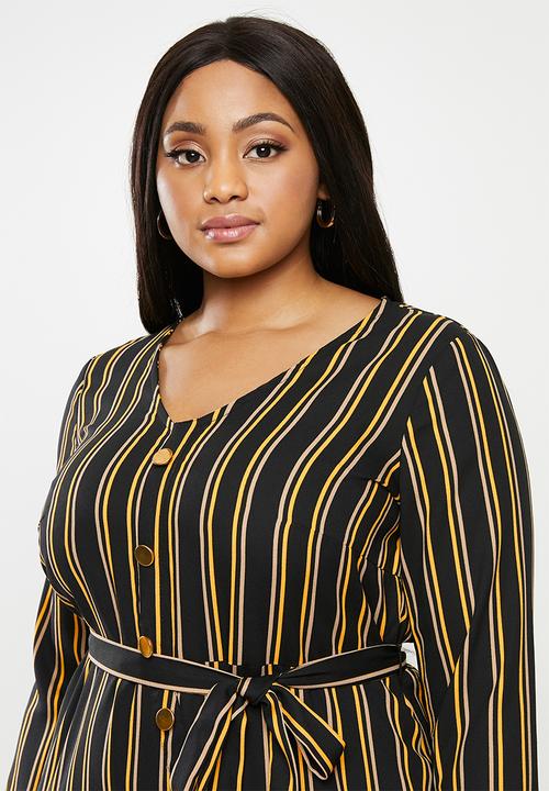 JUNAROSE - Asly midi dress - black & yellow 