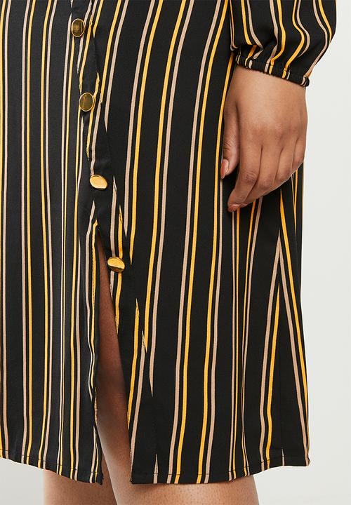 JUNAROSE - Asly midi dress - black & yellow 