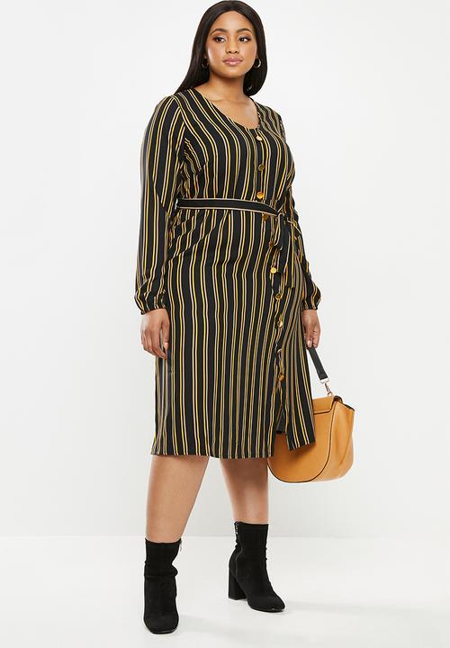JUNAROSE - Asly midi dress - black & yellow 