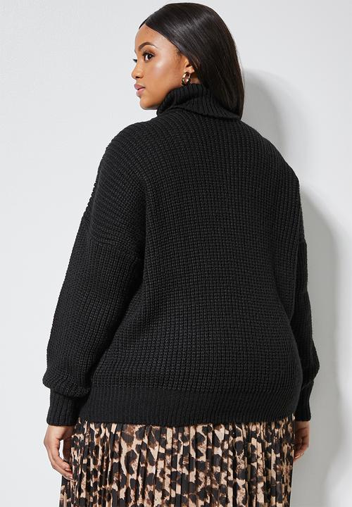 Superbalist - Rolled neck chunky jumper - black